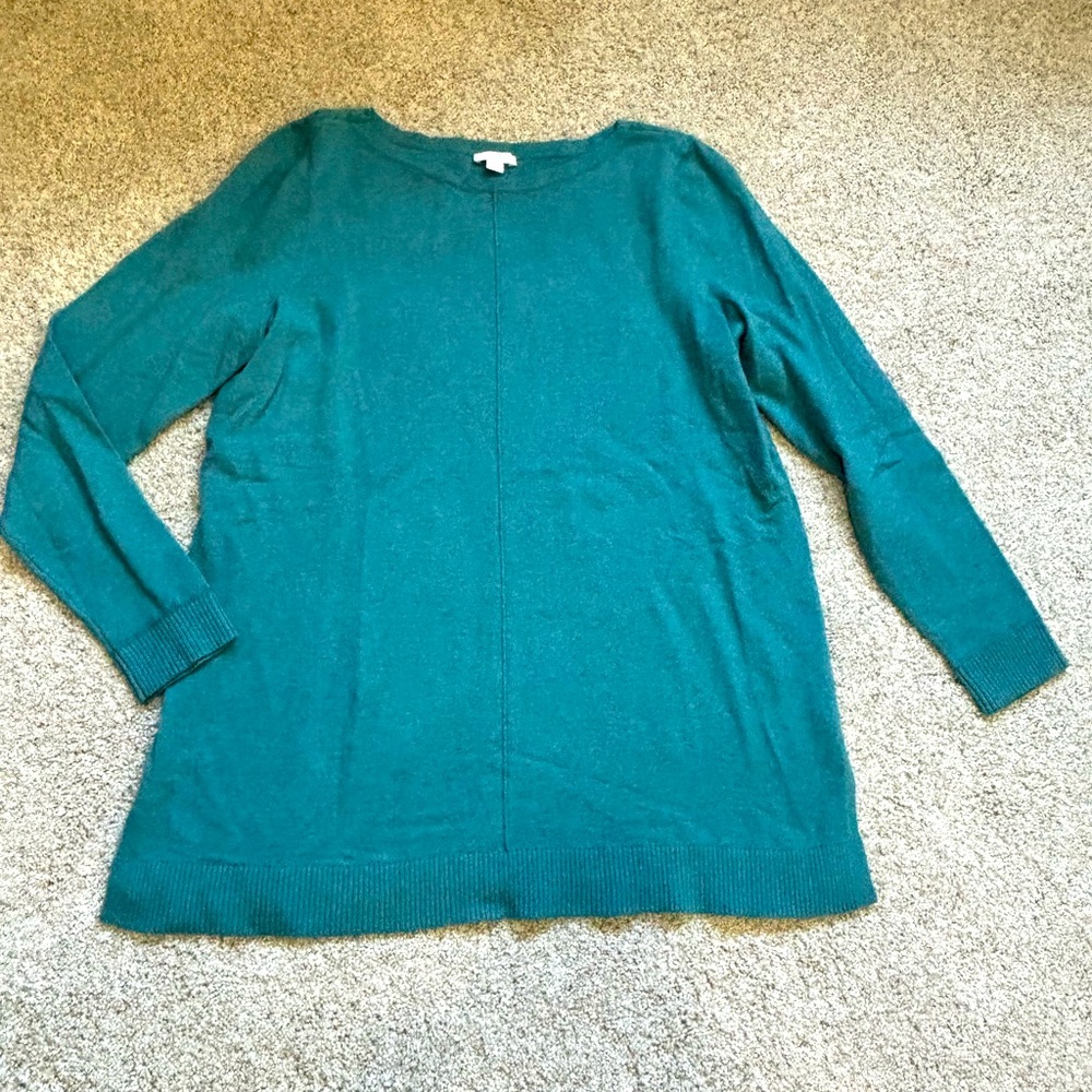 J Jill Teal Knit Sweater Large Petite NWT Cotton